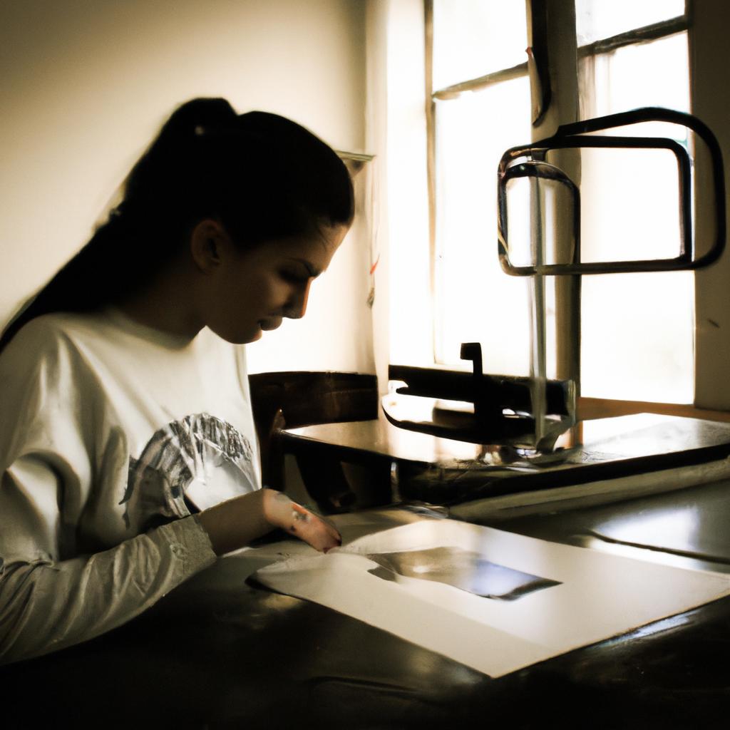 Person practicing lithography techniques